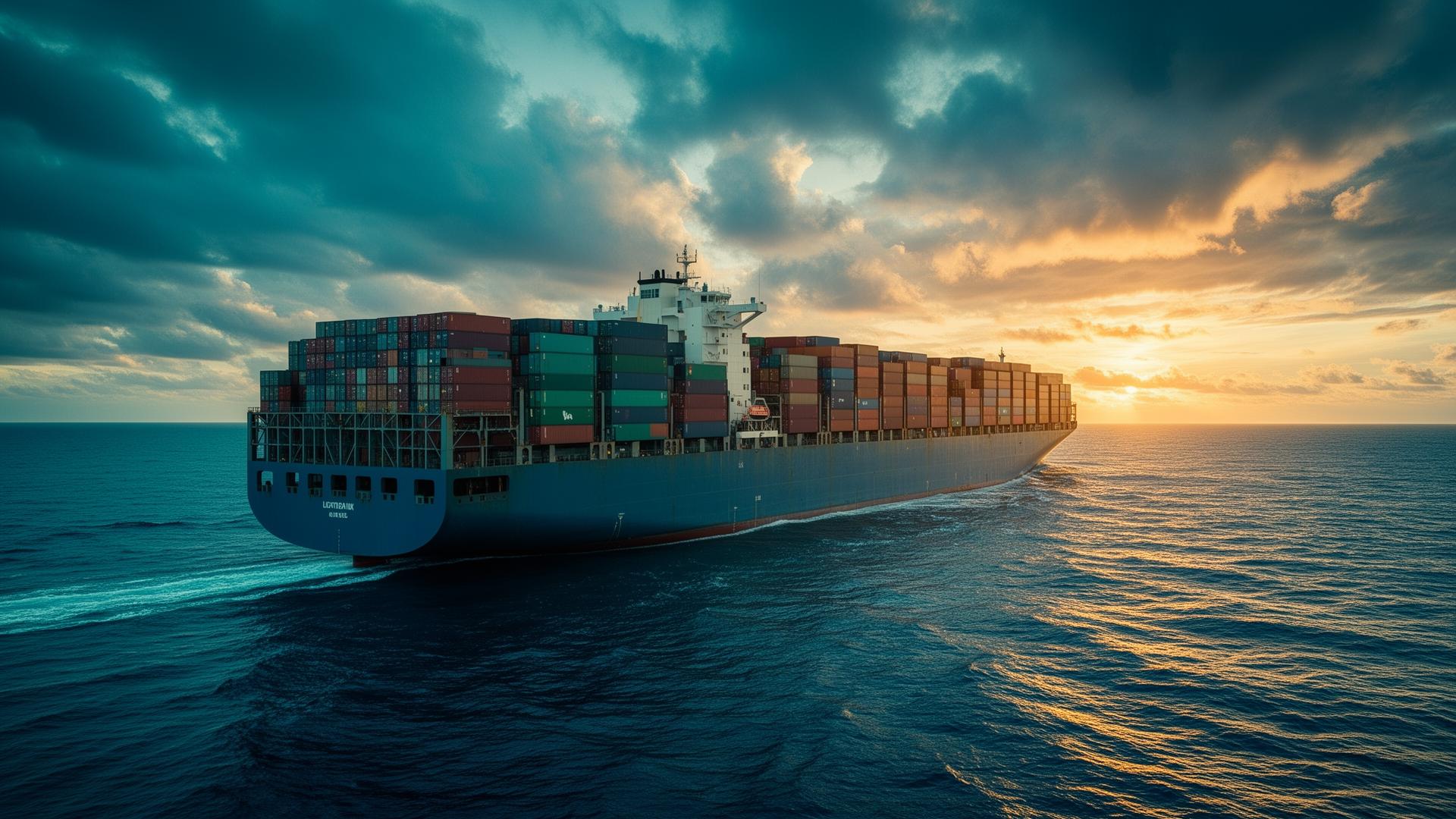 Container ship crossing the ocean — global trade